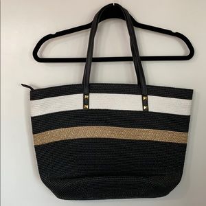White, Tan, and Black Shoulder Bag